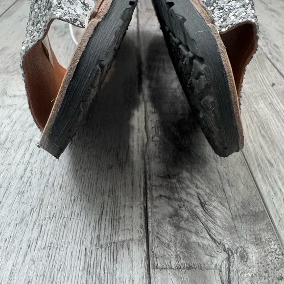 Glitter Sandals Flat Avarca Menorquina Shoe Sequins Leather Strap 39 8.5 - Picture 6 of 11
